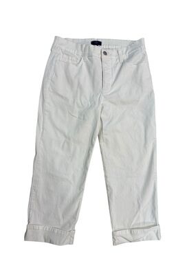 NYDJ Cuffed Crop Jeans | High Rise Straight Leg Capris white 6